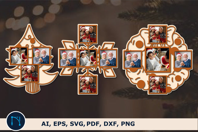 laser cut Christmas photo frame bundle SVG MD JOYNAL ABDIN 