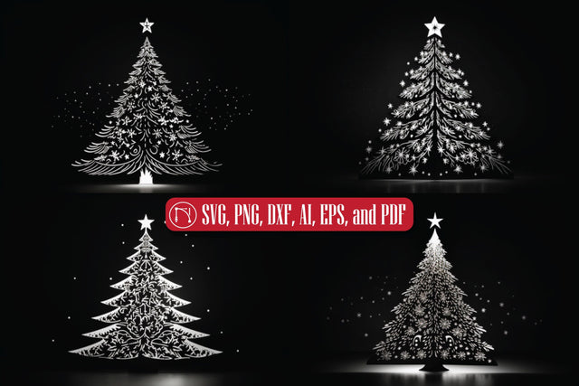 Laser Cut Christmas Tree Stand with Glass SVG Bundle SVG MD JOYNAL ABDIN 