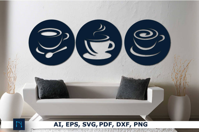 Laser-cut Coffee Wall Decor SVG Bundle SVG MD JOYNAL ABDIN 