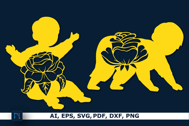Laser cut Cute Baby Floral SVG Bundle SVG MD JOYNAL ABDIN 