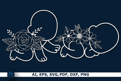 Laser cut Cute Baby Floral SVG Bundle SVG MD JOYNAL ABDIN 