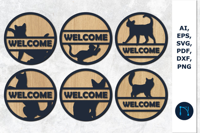 laser cut Cute Cats door sign svg bundle SVG MD JOYNAL ABDIN 