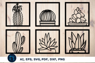 laser cut decorative Cactus SVG bundle SVG MD JOYNAL ABDIN 