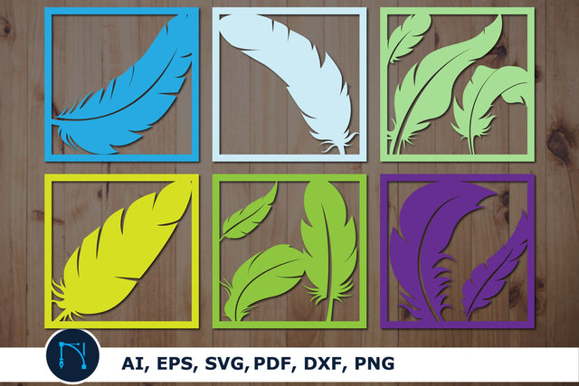 laser cut decorative feathers SVG bundle SVG MD JOYNAL ABDIN 