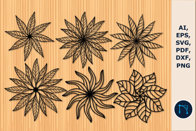 Laser Cut Decorative leaf Coaster bundle SVG MD JOYNAL ABDIN 