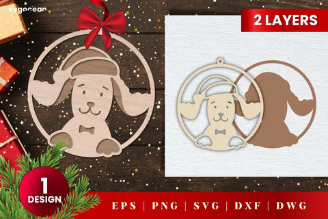 Laser Cut Dog Christmas Ornament SVG | 3D Layered | Glowforge SVG SvgOcean 