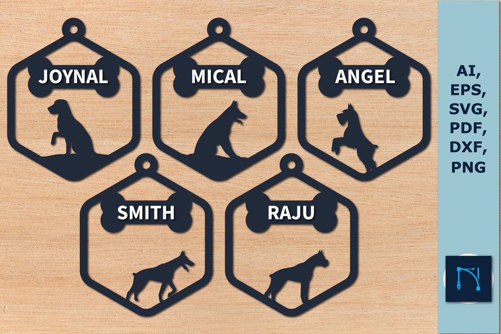 laser cut Dog name sign SVG bundle - So Fontsy