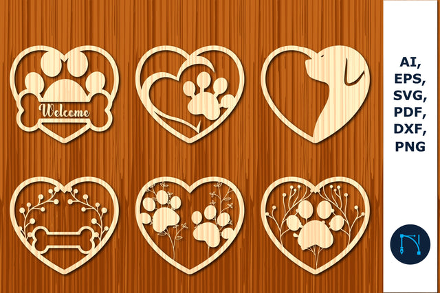 laser cut dog paw with heart SVG bundle SVG MD JOYNAL ABDIN 