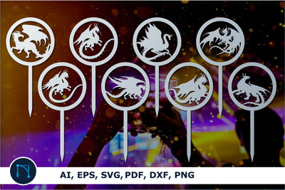 laser cut dragon Cake topper bundle SVG MD JOYNAL ABDIN 