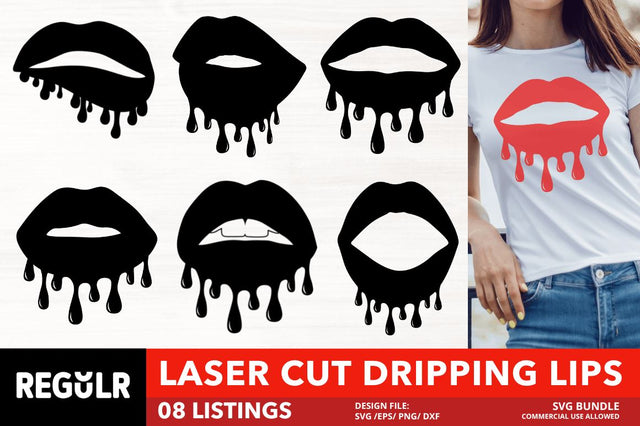 Laser Cut Dripping Lips SVG Bundle SVG Regulrcrative 