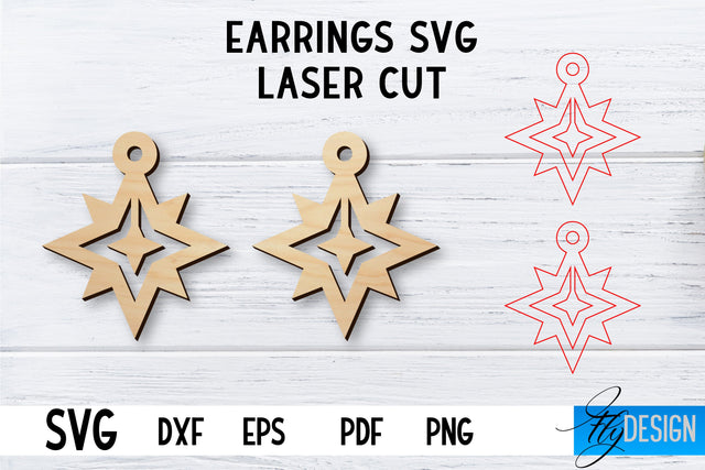 Laser Cut Earrings SVG | Earrings SVG Design | CNC files SVG Fly Design 