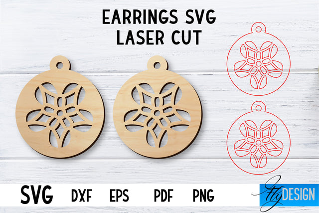 Laser Cut Earrings SVG | Earrings SVG Design | CNC files SVG Fly Design 