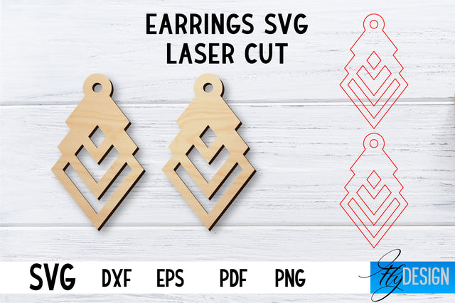 Laser Cut Earrings SVG | Earrings SVG Design | CNC files SVG Fly Design 