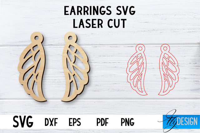 Laser Cut Earrings SVG | Earrings SVG Design | CNC files SVG Fly Design 