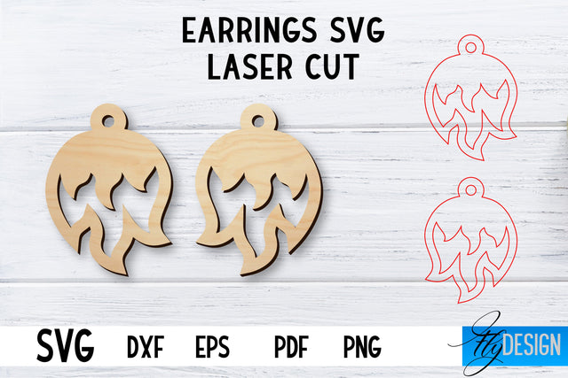 Laser Cut Earrings SVG | Earrings SVG Design | CNC files SVG Fly Design 
