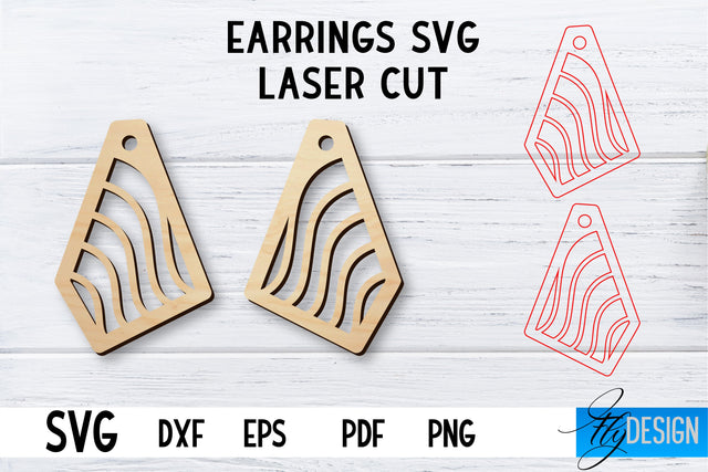 Laser Cut Earrings SVG | Earrings SVG Design | CNC files SVG Fly Design 