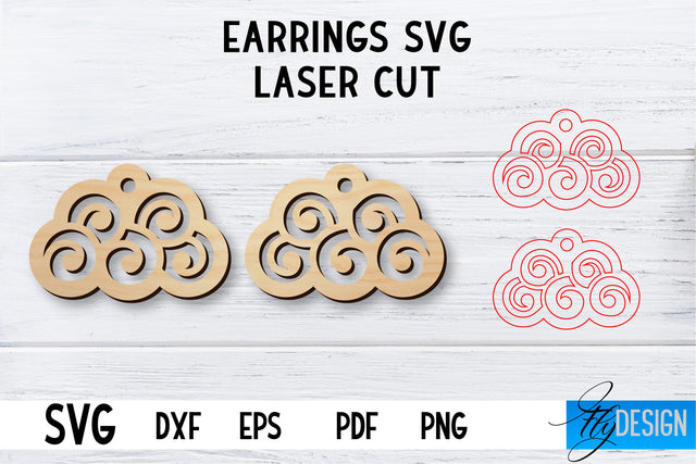 Laser Cut Earrings SVG | Earrings SVG Design | CNC files SVG Fly Design 