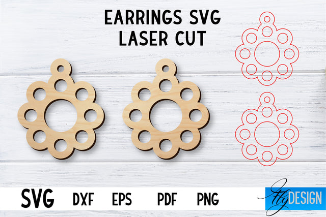 Laser Cut Earrings SVG | Earrings SVG Design | CNC files SVG Fly Design 