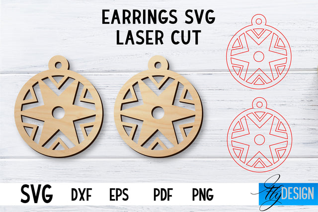 Laser Cut Earrings SVG | Earrings SVG Design | CNC files SVG Fly Design 