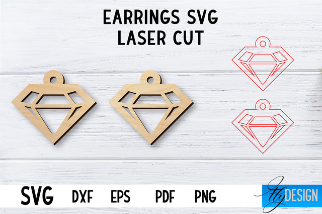 Laser Cut Earrings SVG | Earrings SVG Design | CNC files SVG Fly Design 