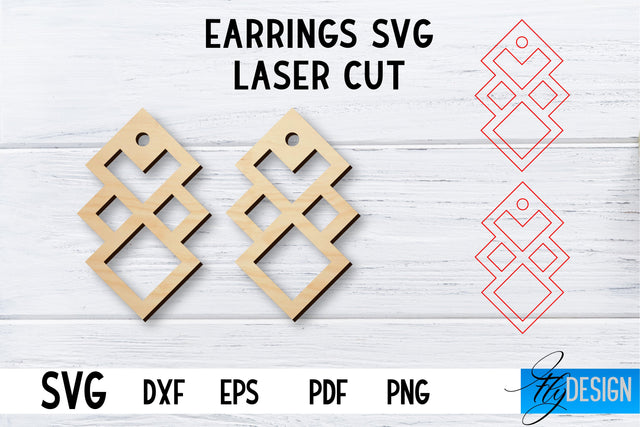 Laser Cut Earrings SVG | Earrings SVG Design | CNC files SVG Fly Design 