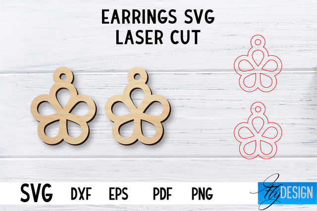 Laser Cut Earrings SVG | Earrings SVG Design | CNC files SVG Fly Design 