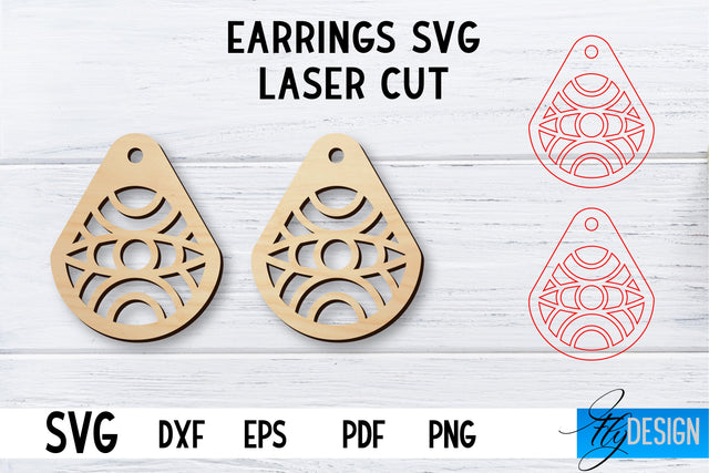 Laser Cut Earrings SVG | Earrings SVG Design | CNC files SVG Fly Design 