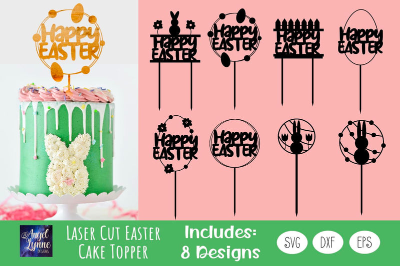 Laser Cut Easter Cake Topper | Easter Cupcake Topper SVG Angel Lynne Designs 