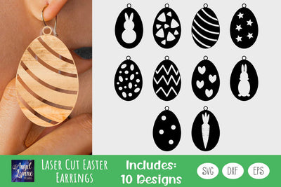 Laser Cut Easter Egg Earrings | Easter Egg Earring SVG Angel Lynne Designs 