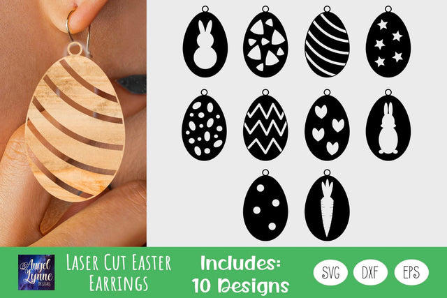 Laser Cut Easter Egg Earrings | Easter Egg Earring SVG Angel Lynne Designs 