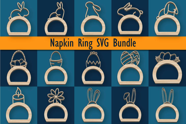 Laser cut Easter Napkin Ring SVG Bundle SVG MD JOYNAL ABDIN 