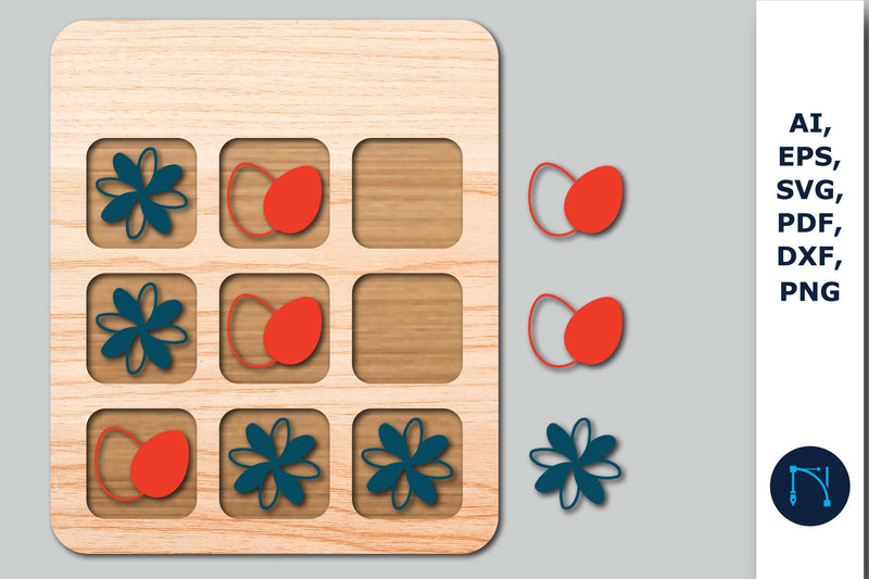 Laser cut Easter Tic Tac Toe Game SVG - So Fontsy