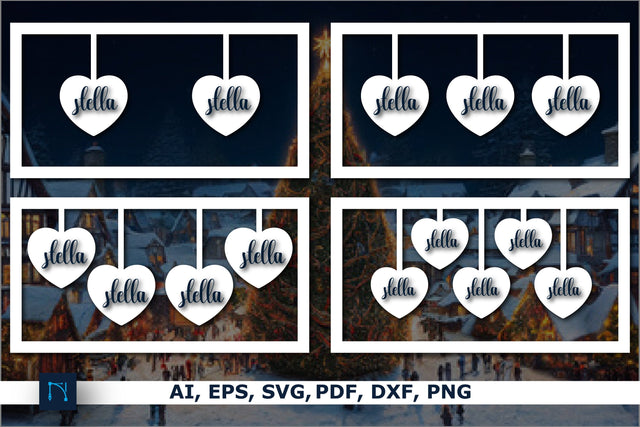 Laser cut Family Name Hanging heart bundle SVG MD JOYNAL ABDIN 