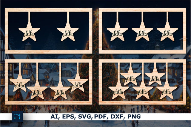 Laser cut Family Name Hanging star bundle SVG MD JOYNAL ABDIN 