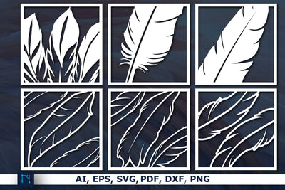 laser cut feathers Wall Art SVG bundle SVG MD JOYNAL ABDIN 