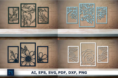 Laser-cut floral Wall Decor Bundle SVG SVG MD JOYNAL ABDIN 