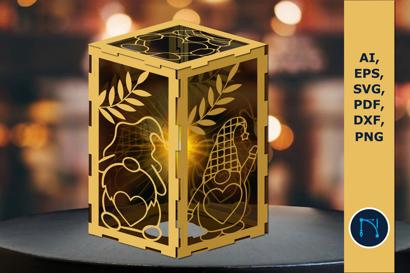 Laser-cut Gnomes heart candle holder SVG SVG MD JOYNAL ABDIN 