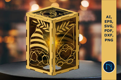 Laser-cut Gnomes heart candle holder SVG SVG MD JOYNAL ABDIN 