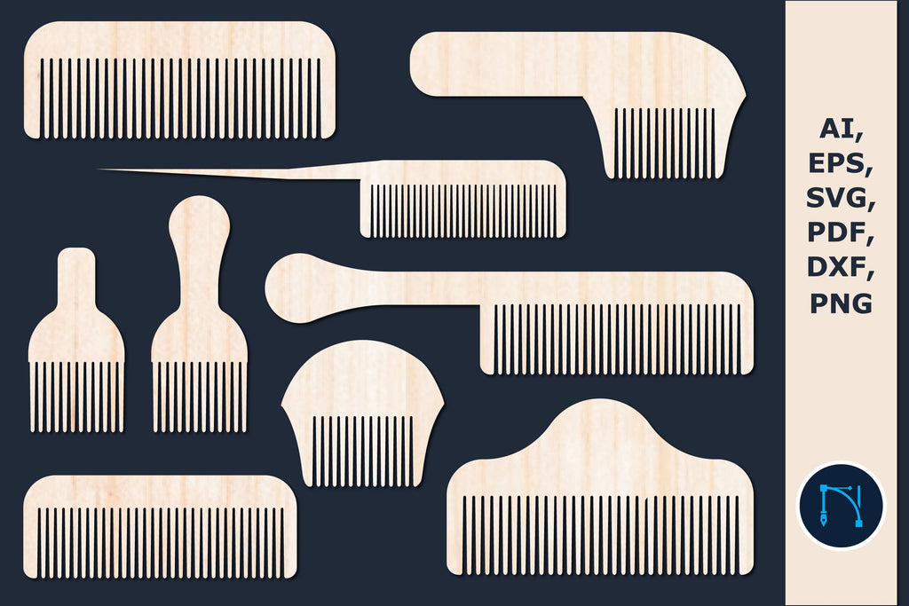 laser cut Hair comb SVG bundle cut file - So Fontsy