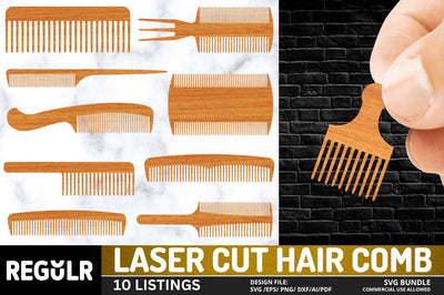 Laser Cut Hair Comb SVG Bundle SVG Regulrcrative 