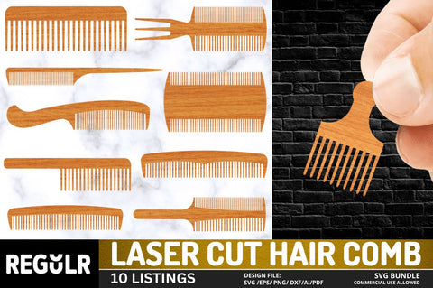 Laser Cut Hair Comb SVG Bundle SVG Regulrcrative 