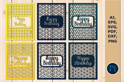 laser cut Happy Birthday card SVG bundle SVG MD JOYNAL ABDIN 