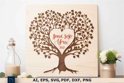 Laser Cut Heart Tree of Love Sign SVG MD JOYNAL ABDIN 