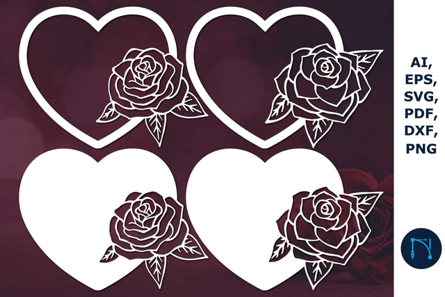 Laser-cut hearts with floral SVG Bundle SVG MD JOYNAL ABDIN 