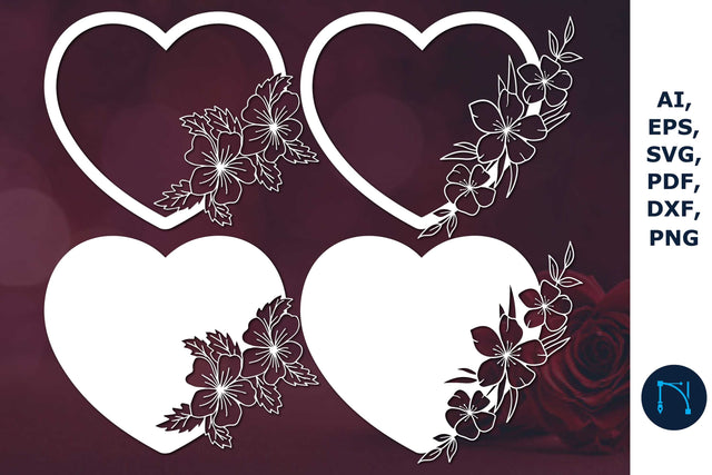 Laser-cut hearts with floral SVG Bundle SVG MD JOYNAL ABDIN 