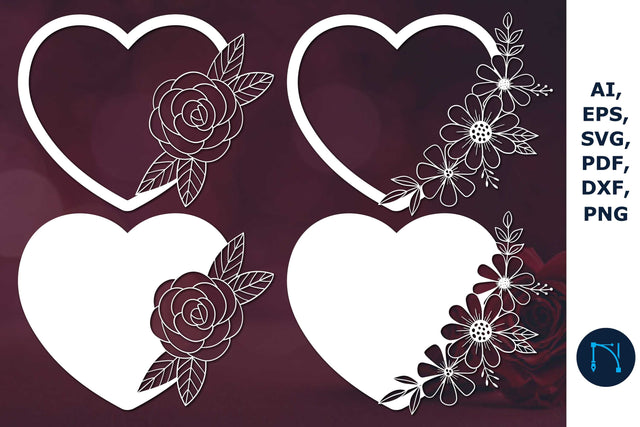 Laser-cut hearts with floral SVG Bundle SVG MD JOYNAL ABDIN 