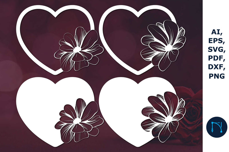 Laser-cut hearts with floral SVG Bundle SVG MD JOYNAL ABDIN 
