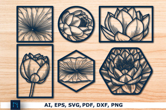 Laser-cut lotus wall decor SVG Bundle SVG MD JOYNAL ABDIN 