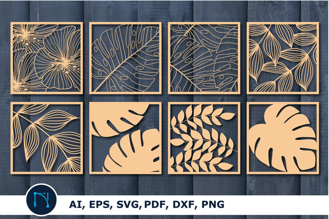 laser cut Monstera leaf decor SVG bundle SVG MD JOYNAL ABDIN 