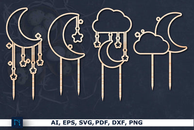 laser cut moon Plant Stakes SVG Bundle SVG MD JOYNAL ABDIN 